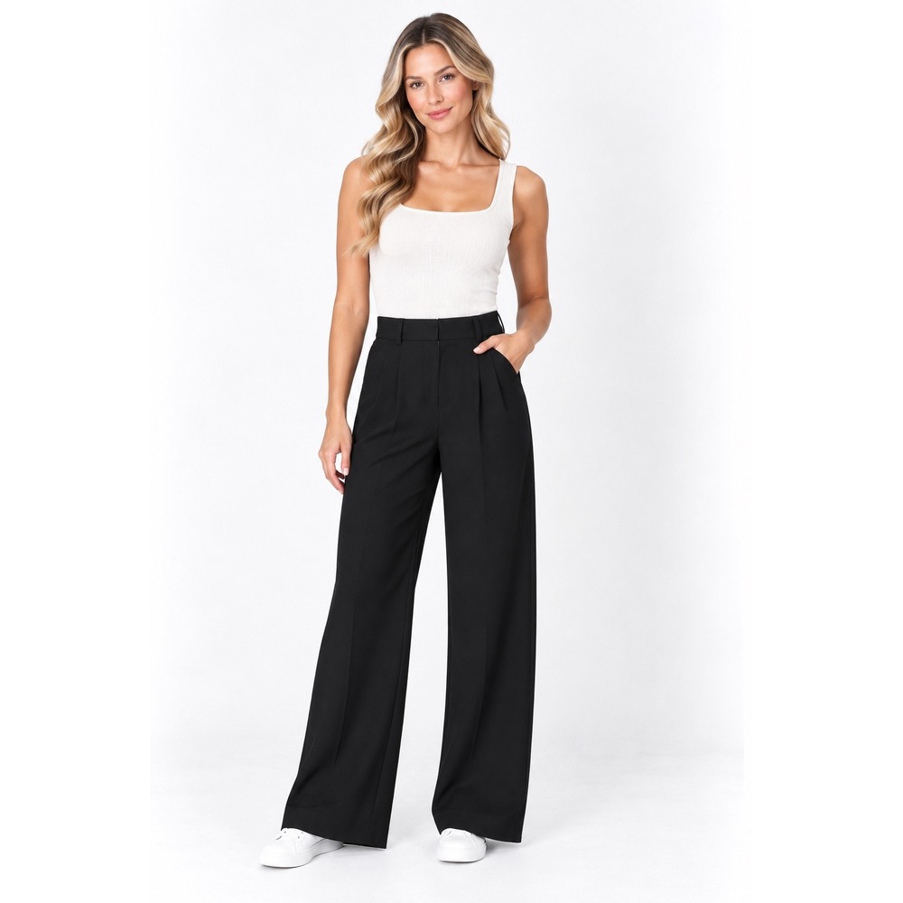 Abercrombie & Fitch Sloane Tailored Pant Women 29 Black Wide Leg Pleat